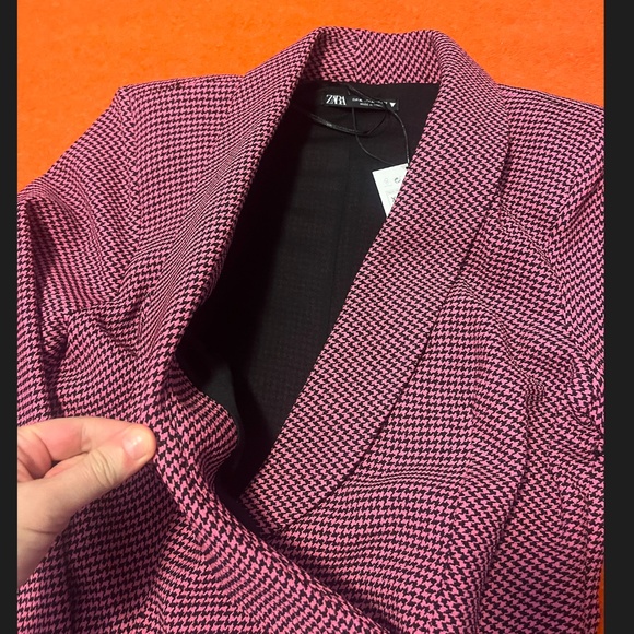 Zara pink and black houndstooth blazer dress NWT - Picture 3 of 10